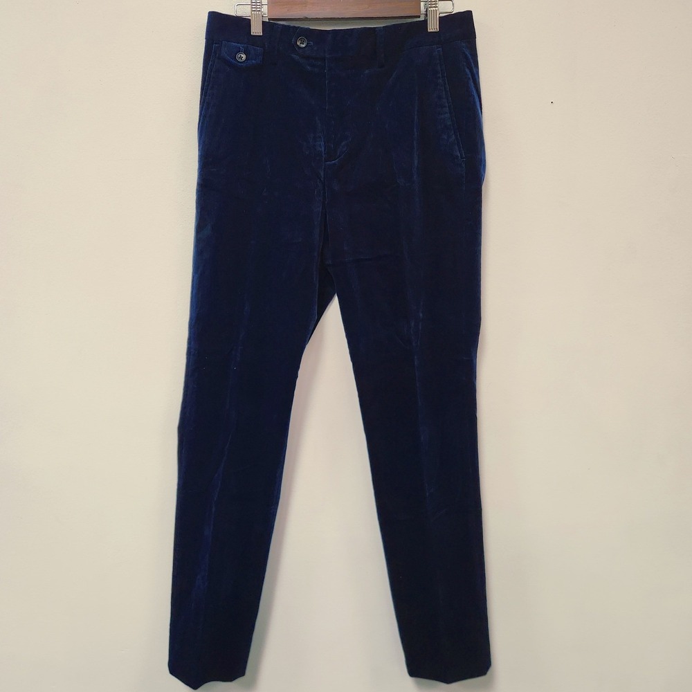 Bonobos Mens Slim Fit Corduroy Pants Size 32x32 Blue Straight Leg Business Work